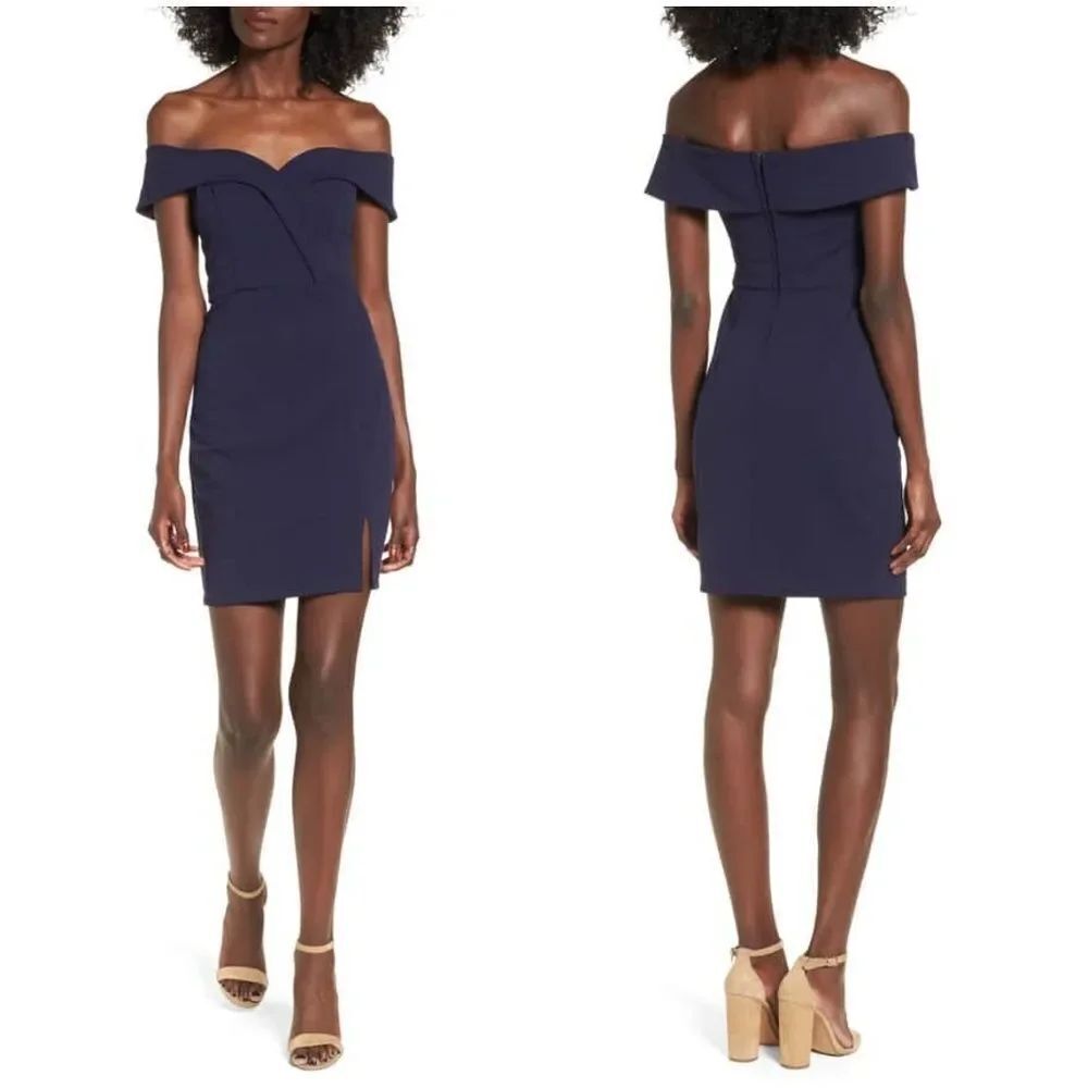 Speechless Navy OffShoulder Bodycon Mini Dress Sz5